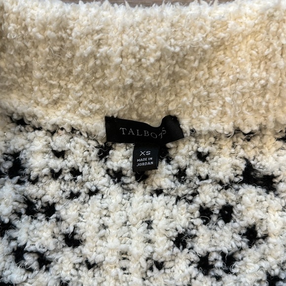 Talbots Black & Winter White Quarter Zip Ski Type  Sweater Size XS - Picture 5 of 10